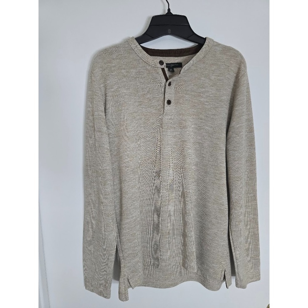 Banana Republic Henley Knit Sweater Beige Men's-Size Medium